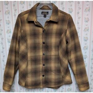 Noble Outfitters Plaid Shacket WOMENS SMALL Faux Fur Lined L/S Shirt Jacket Snap